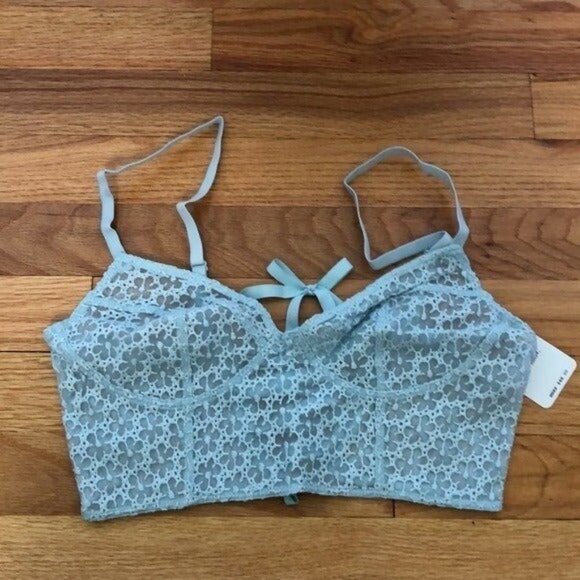 Free People Lele Longline Bra Atmosphere Corset Back Light Blue New NWT XS - Picture 2 of 5